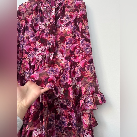 $1080 MIKAEL AGHAL Floral Maxi Dress Fucsia Color Size 6 NWT - Picture 9 of 15